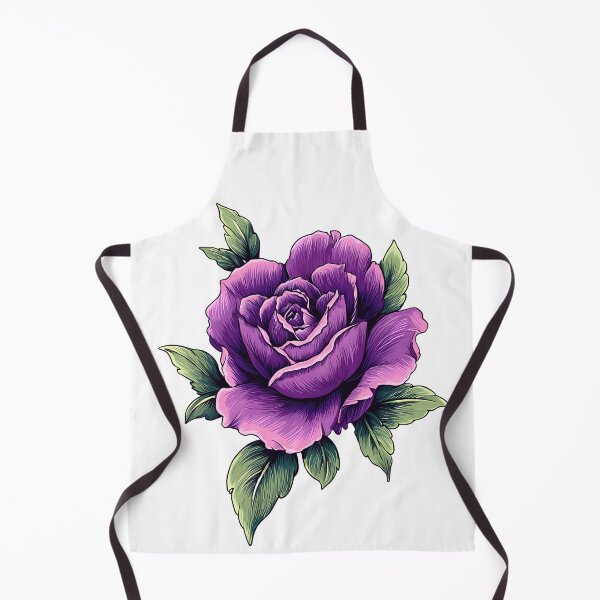 Item preview, Purple Rose with Green Leaves - Elegant Romantic Floral Art Print designed and sold by DesignArtist.ia.