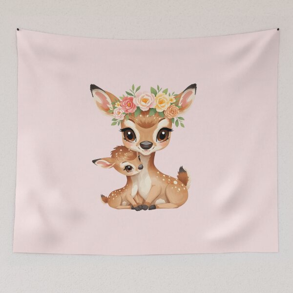 Item preview, Mother and Baby Deer - Peaceful Forest Love Illustration designed and sold by Ofizkids.