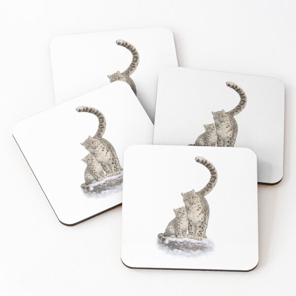 Item preview, Snow Leopard Mother and Cub Wildlife Art designed and sold by Gezonde-Voeding.
