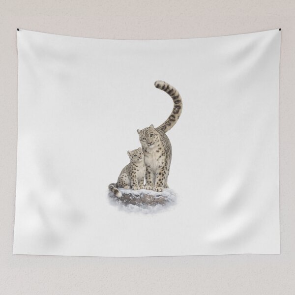 Item preview, Snow Leopard Mother and Cub Wildlife Art designed and sold by Gezonde-Voeding.