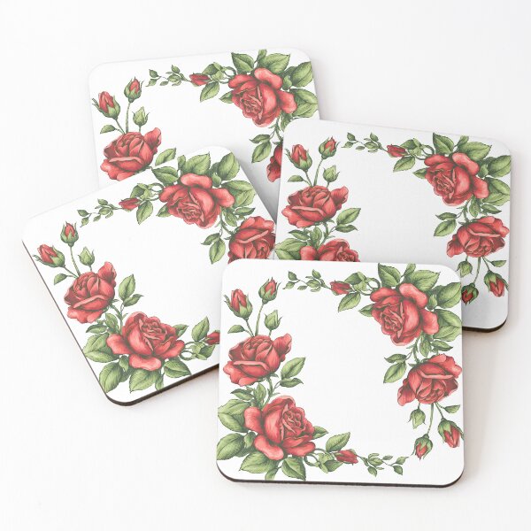 Item preview, Red Rose Wreath Frame - Elegant Romantic Floral Art Print designed and sold by DesignArtist.ia.