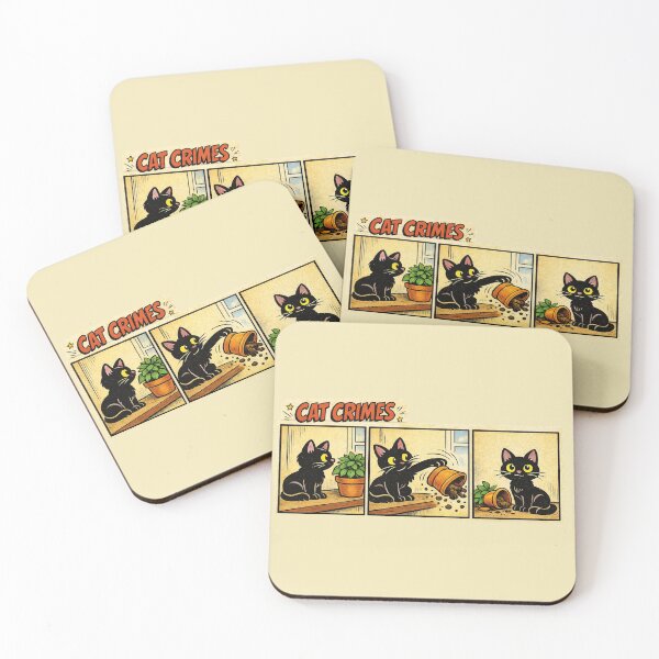 Item preview, Cat Crimes -No.1: The Plant Incident.  Black cat designed and sold by Heathenicia.