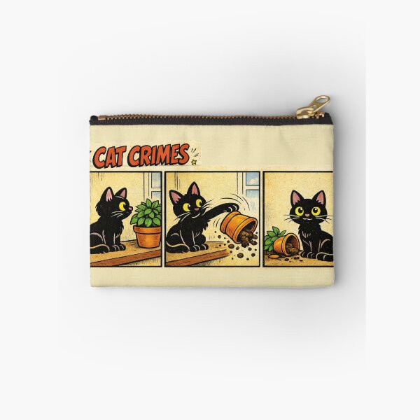 Item preview, Cat Crimes -No.1: The Plant Incident.  Black cat designed and sold by Heathenicia.