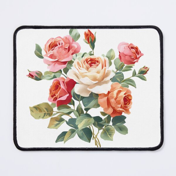 Item preview, Pink Peach Coral Rose Bouquet - Elegant Romantic Floral Art Print designed and sold by DesignArtist.ia.