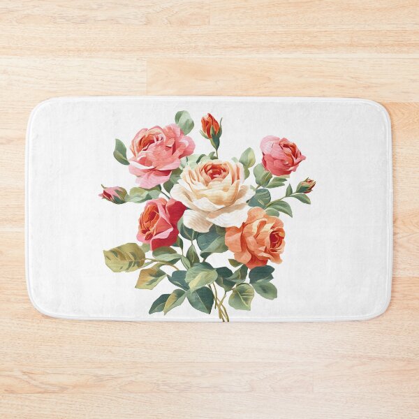 Item preview, Pink Peach Coral Rose Bouquet - Elegant Romantic Floral Art Print designed and sold by DesignArtist.ia.
