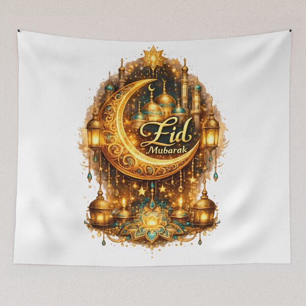 Item preview, Eid Mubarak Islamic Festival T-Shirt  Crescent Moon Lantern Muslim Celebration Design designed and sold by Nixora.