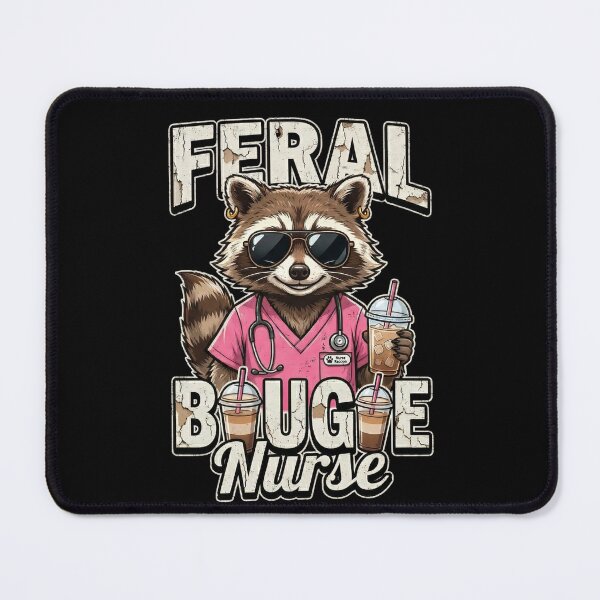 Item preview, Funny Raccoon Nurse Feral Bougie Iced Coffee Nursing designed and sold by Start with INGz.