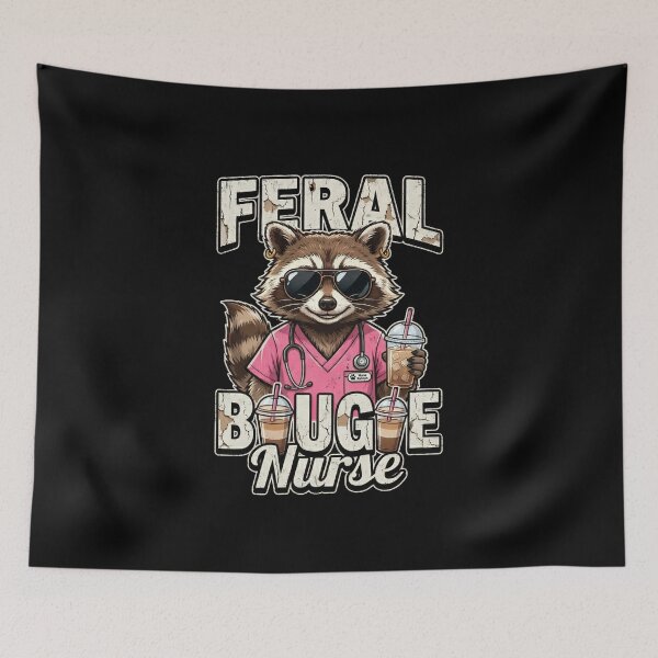 Item preview, Funny Raccoon Nurse Feral Bougie Iced Coffee Nursing designed and sold by Start with INGz.