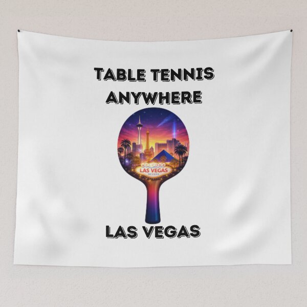 Item preview, Table Tennis Anywhere Las Vegas Neon Skyline Ping Pong Gift Paddle Shirt designed and sold by OhMyPingCo.