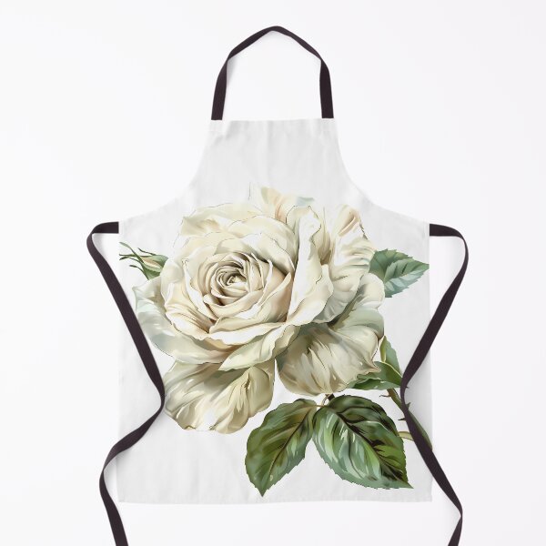 Item preview, White Ivory Rose with Green Leaves - Elegant Romantic Floral Art Print designed and sold by DesignArtist.ia.