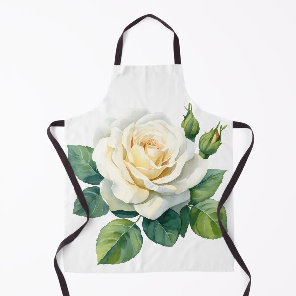 Item preview, White Rose with Green Leaves - Elegant Romantic Floral Art Print designed and sold by DesignArtist.ia.
