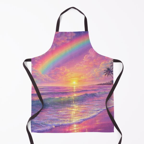 Item preview, Pink Sunset Rainbow Ocean Art | Colorful Seascape Illustration designed and sold by SunnyIris.