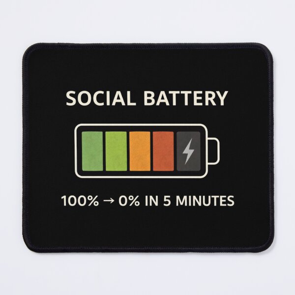 Item preview, Social Battery Shirt – 100% to 0% in 5 Minutes – Funny Introvert Design designed and sold by Tropivaro.