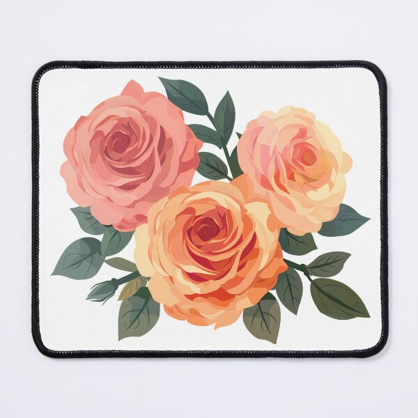 Item preview, Peach and Pink Rose Trio - Elegant Romantic Floral Art Print designed and sold by DesignArtist.ia.