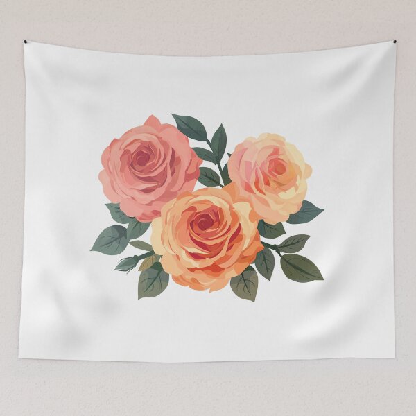 Item preview, Peach and Pink Rose Trio - Elegant Romantic Floral Art Print designed and sold by DesignArtist.ia.