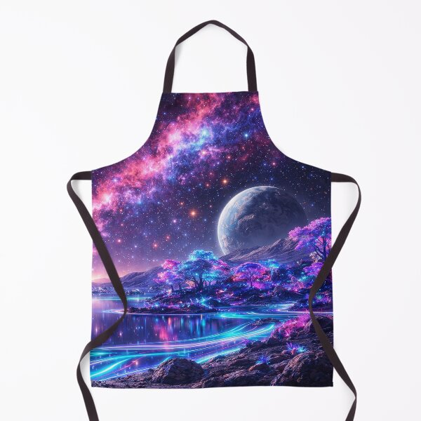 Item preview, Neon Cosmic Lake Beneath Surreal Galaxy Sky designed and sold by ImaginingNebulae.
