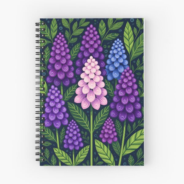Item preview, Muscari flowers covered in water droplets, backdrop of dark green leaves. designed and sold by Ponted.