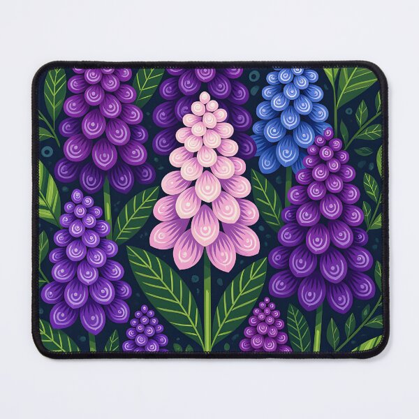 Item preview, Muscari flowers covered in water droplets, backdrop of dark green leaves. designed and sold by Ponted.