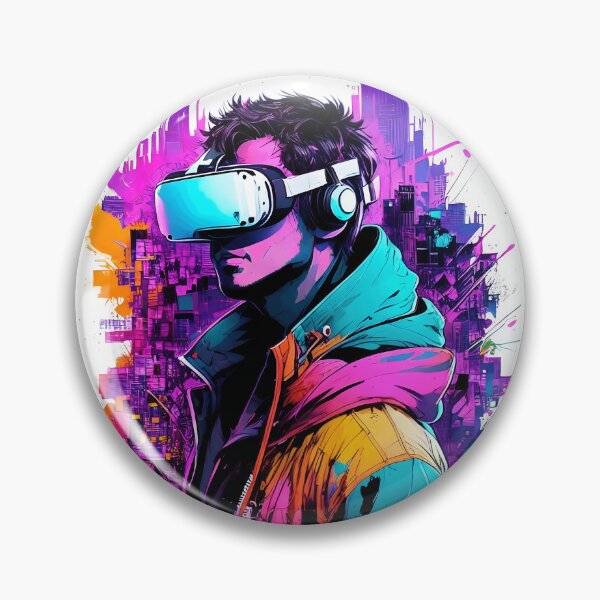Artikelvorschau, Virtual Gamer Cyberpunk VR-Headset Neon Streetwear Digitale Kunst entworfen und verkauft von artworkathome.