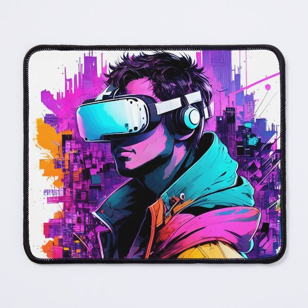 Item preview, Virtual Gamer Cyberpunk VR Headset Neon Streetwear Digital Art designed and sold by artworkathome.