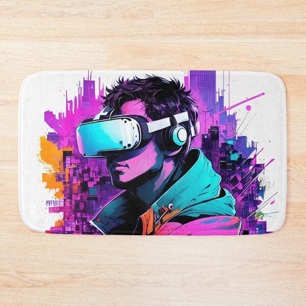 Item preview, Virtual Gamer Cyberpunk VR Headset Neon Streetwear Digital Art designed and sold by artworkathome.