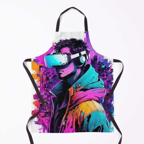 Item preview, Virtual Gamer Cyberpunk VR Headset Neon Streetwear Digital Art designed and sold by artworkathome.