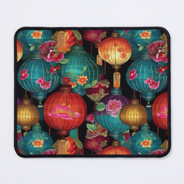 Item preview, Ornate Silk Lanterns and Peony Floral Night Garden designed and sold by pinkal.