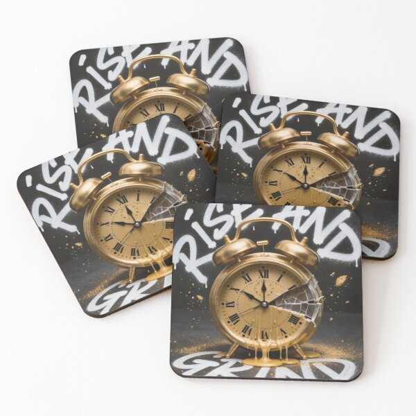 Artikelvorschau, Rise And Grind Gold Clock Dark Luxury Art Print Motivational Street Art Poster entworfen und verkauft von sayntastic.