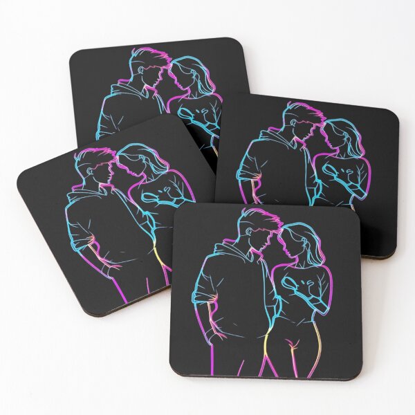 Item preview, Minimalist Neon Couple Outline - Aesthetic Line Art designed and sold by DesertFlowArt.