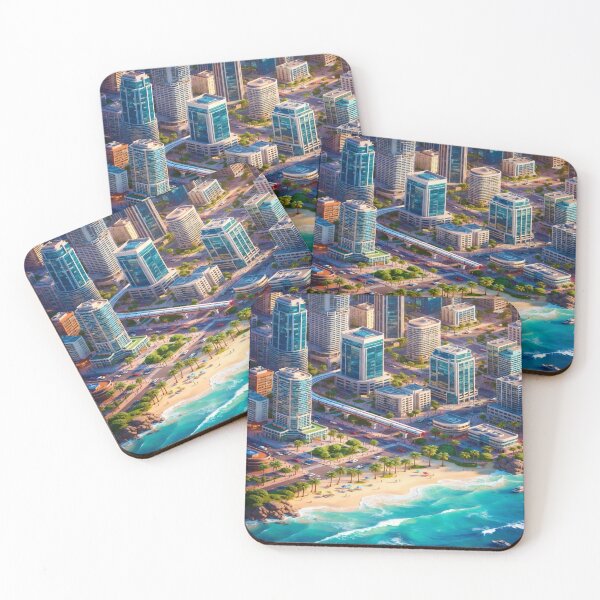 Item preview, Coastal City Skyline T-Shirt | Beachfront Modern Architecture Design | Tropical Urban Paradise Graphic Tee | Ocean City Aesthetic Art designed and sold by Sushikidsntod.