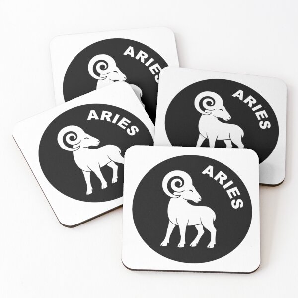 Item preview, Aries Ram Zodiac Sign In Negative Circle Bold Art designed and sold by The Bold Line Studio.