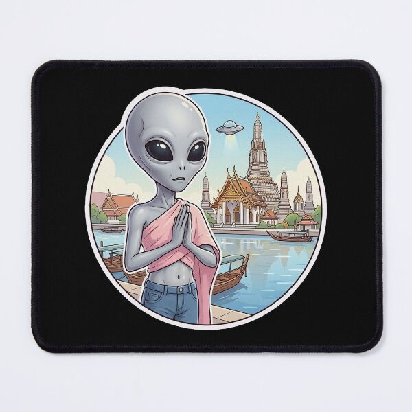 Item preview, Alien Visitor in Traditional Thai Dress at Temple designed and sold by Sunkhung.