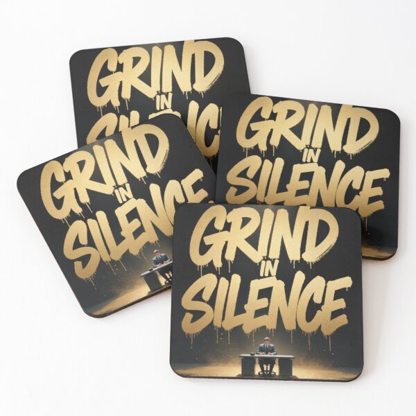 Item preview, Grind In Silence Dark Luxury Art Print Gold Graffiti Motivational Street Art Poster designed and sold by sayntastic.