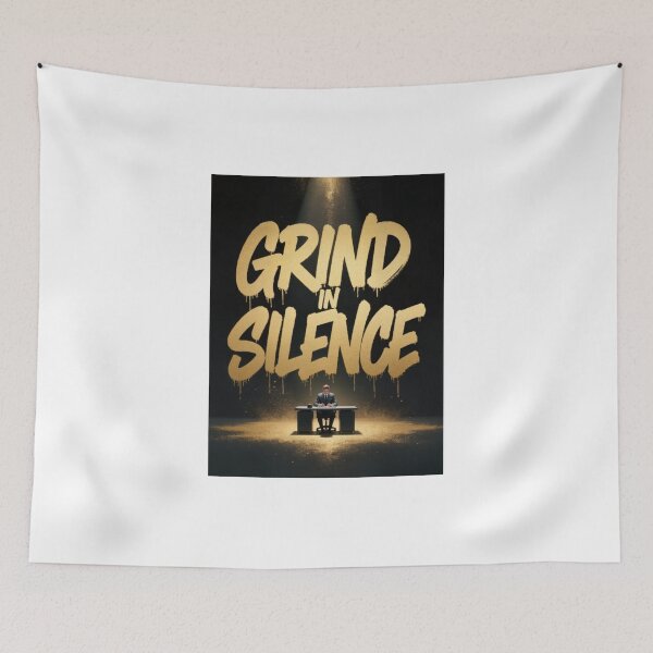 Item preview, Grind In Silence Dark Luxury Art Print Gold Graffiti Motivational Street Art Poster designed and sold by sayntastic.