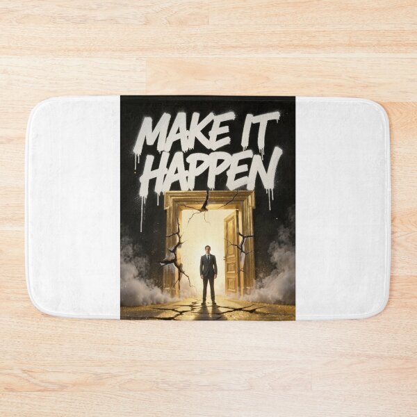 Item preview, Make It Happen Gold Door Dark Luxury Art Print Motivational Street Art Poster designed and sold by sayntastic.