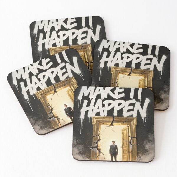 Item preview, Make It Happen Gold Door Dark Luxury Art Print Motivational Street Art Poster designed and sold by sayntastic.