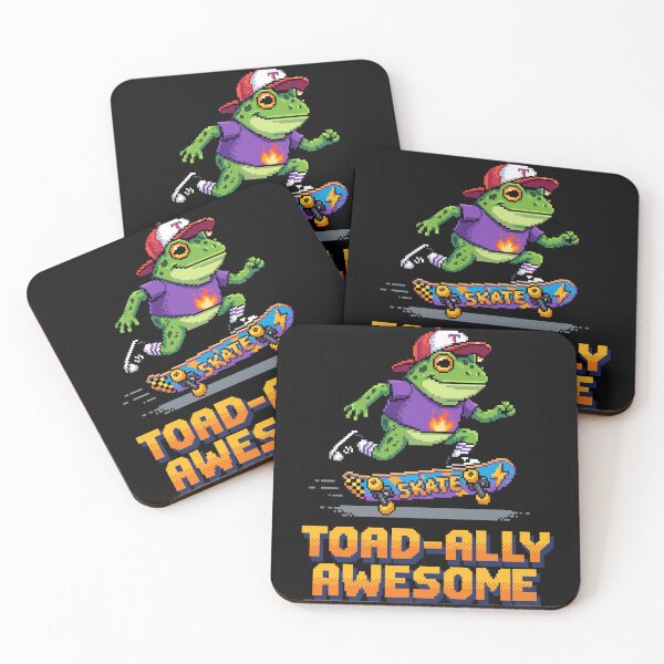 Item preview, Toad-ally Awesome - Retro Pixel Art Skateboarding Toad Pun designed and sold by artistastshirt.