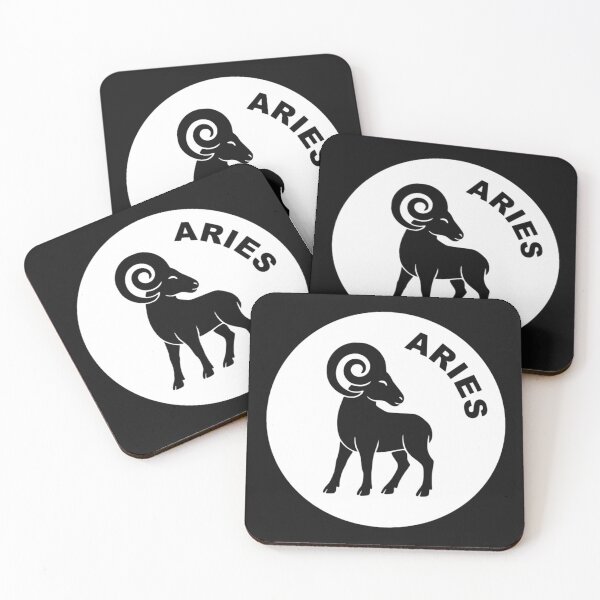 Item preview, Aries Ram Zodiac Sign In Negative Circle Bold Art designed and sold by The Bold Line Studio.