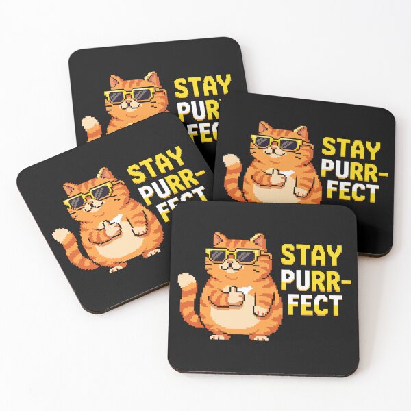 Item preview, Stay Purr-fect - Retro Pixel Art Cool Orange Cat Tee designed and sold by artistastshirt.