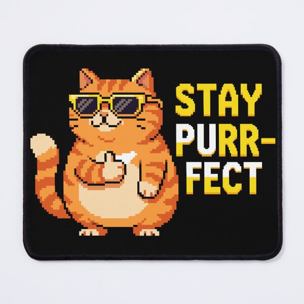 Item preview, Stay Purr-fect - Retro Pixel Art Cool Orange Cat Tee designed and sold by artistastshirt.
