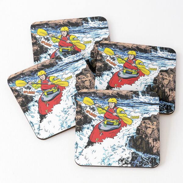 Item preview, Whitewater Kayaking Action – Retro Pop Art Comic Style Illustration designed and sold by VistaPainterArt.