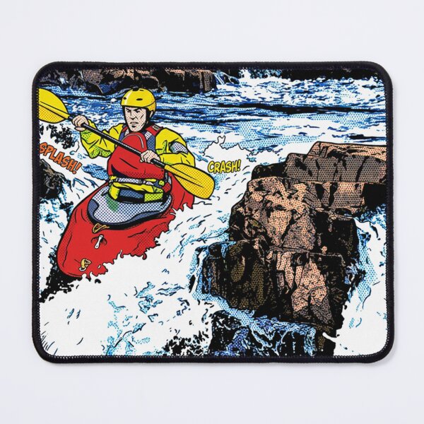 Item preview, Whitewater Kayaking Action – Retro Pop Art Comic Style Illustration designed and sold by VistaPainterArt.