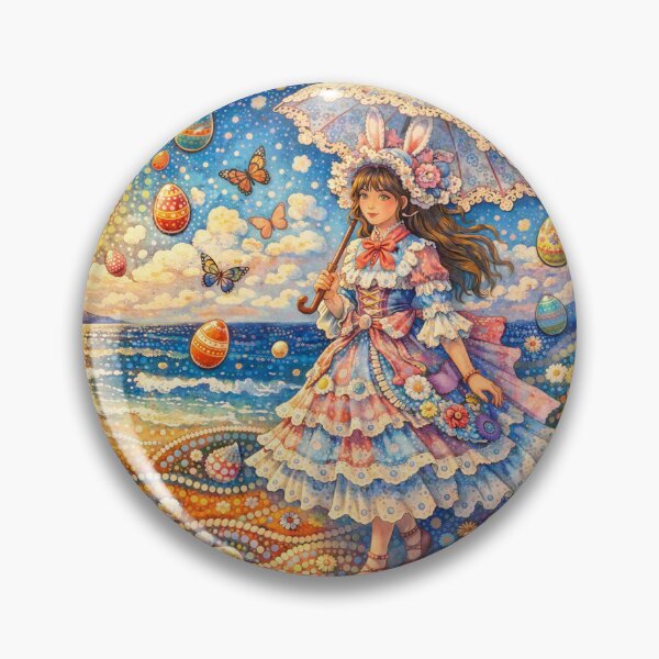 Item preview, Kawaii Easter Girl Walking in Spring Egg Shower designed and sold by M-Y-A-R-T-.