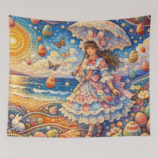 Item preview, Kawaii Easter Girl Walking in Spring Egg Shower designed and sold by M-Y-A-R-T-.
