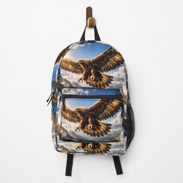 Item preview, A breathtaking view of a majestic eagle in flight, overlooking a dramatic valley under a brilliant morning sun. designed and sold by Dreamy Armine Art.