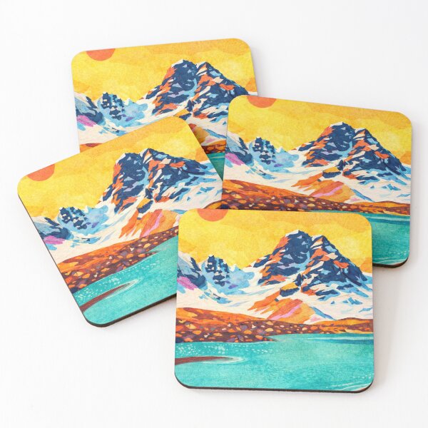 Item preview, Turquoise Mountain Lagoon with Sunny Sky, Colorful Mixed Media Digital Collage designed and sold by SWSandraWechner.