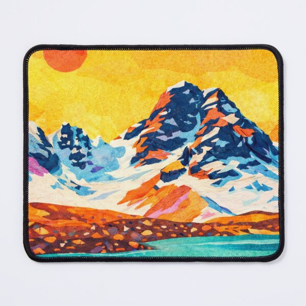 Item preview, Turquoise Mountain Lagoon with Sunny Sky, Colorful Mixed Media Digital Collage designed and sold by SWSandraWechner.