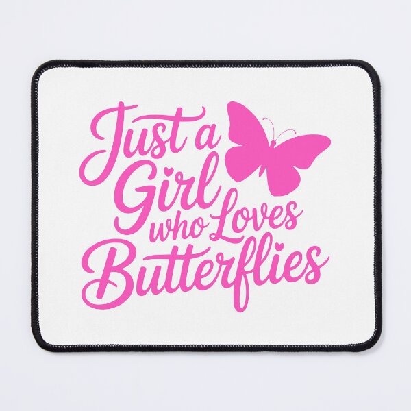 Item preview, Just a Girl who Loves Butterflies! Cute Pink Cursive Design with Butterfly Art for T-Shirts & Mugs designed and sold by PMCreative.