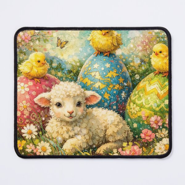 Item preview, Little Easter Lamb and Adorable Chicks in Floral Garden designed and sold by M-Y-A-R-T-.
