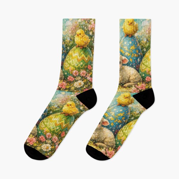 Item preview, Little Easter Lamb and Adorable Chicks in Floral Garden designed and sold by M-Y-A-R-T-.